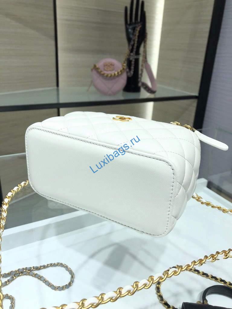 Chanel AP2199 Vanity With Chain Lambskin Gold Tone White | chanel ap2199 vanity with chain lambskin 52