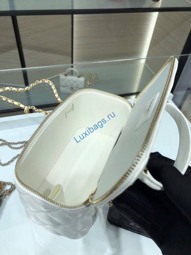 Chanel AP2199 Vanity With Chain Lambskin Gold Tone White | chanel ap2199 vanity with chain lambskin 54