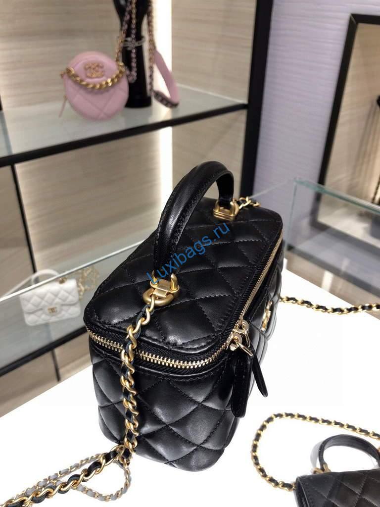 Chanel AP2199 Vanity With Chain Lambskin Gold Tone Black | chanel ap2199 vanity with chain lambskin 58
