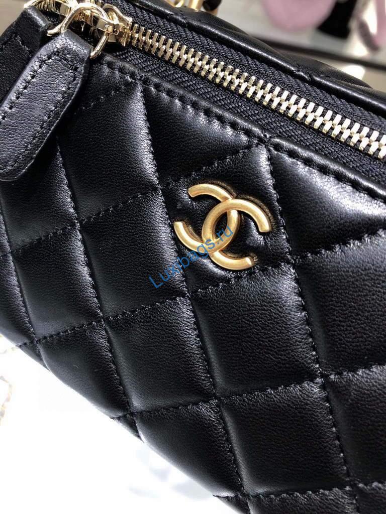 Chanel AP2199 Vanity With Chain Lambskin Gold Tone Black | chanel ap2199 vanity with chain lambskin 60