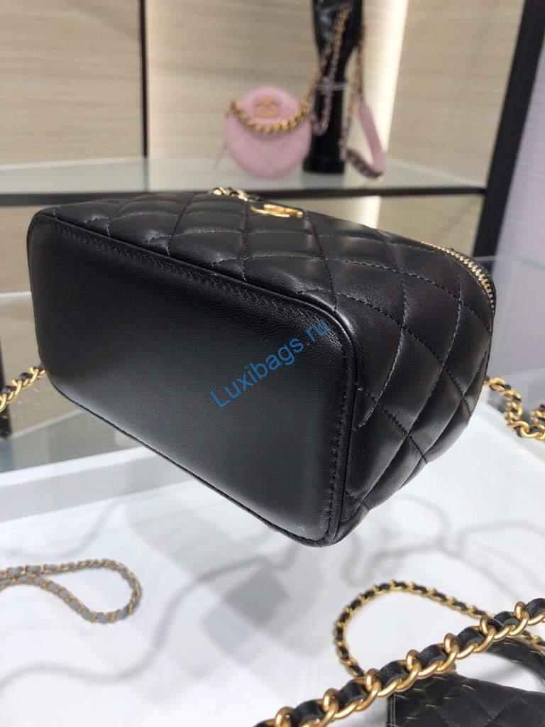 Chanel AP2199 Vanity With Chain Lambskin Gold Tone Black | chanel ap2199 vanity with chain lambskin 61