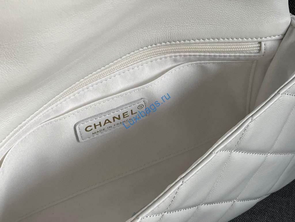 Chanel AS2563 Flap Bag Lambskin Gold Metal White | chanel as2563 flap bag lambskin 19