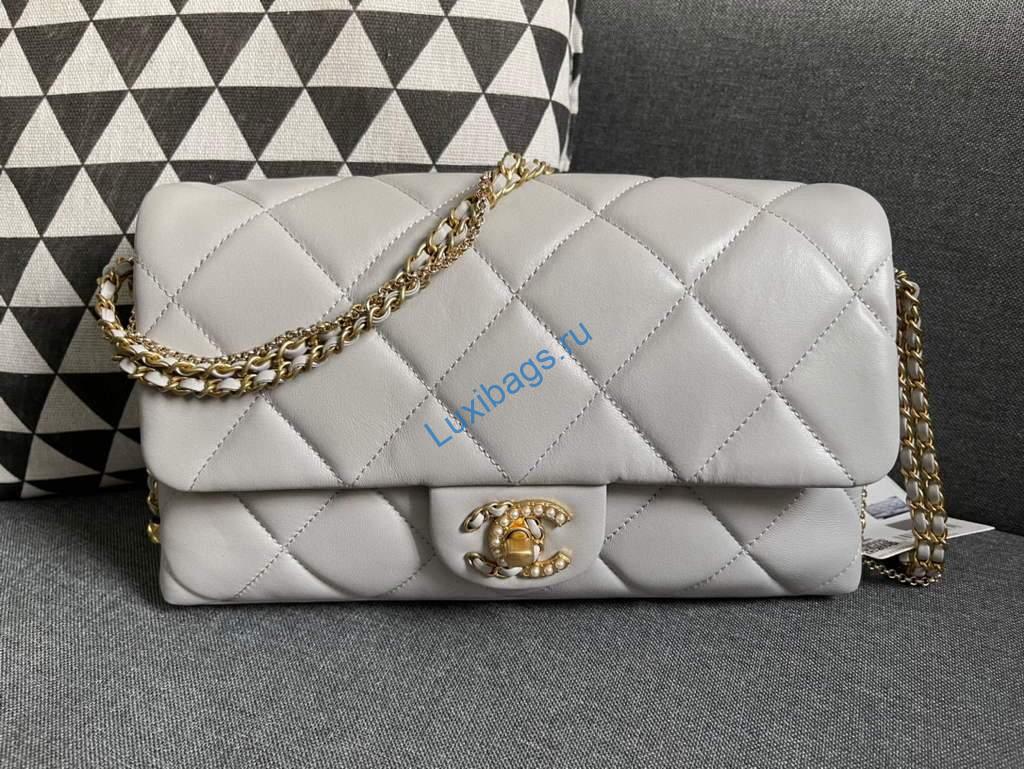 Chanel AS2563 Flap Bag Lambskin Gold Metal Gray | chanel as2563 flap bag lambskin 21
