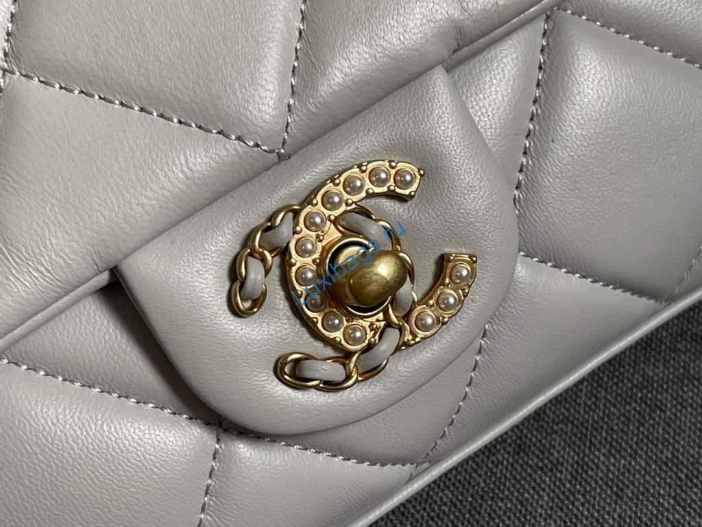 Chanel AS2563 Flap Bag Lambskin Gold Metal Gray | chanel as2563 flap bag lambskin 22