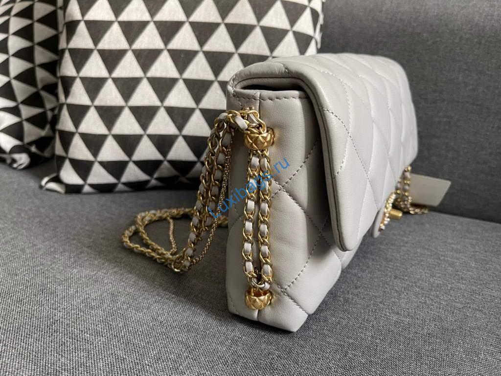 Chanel AS2563 Flap Bag Lambskin Gold Metal Gray | chanel as2563 flap bag lambskin 23