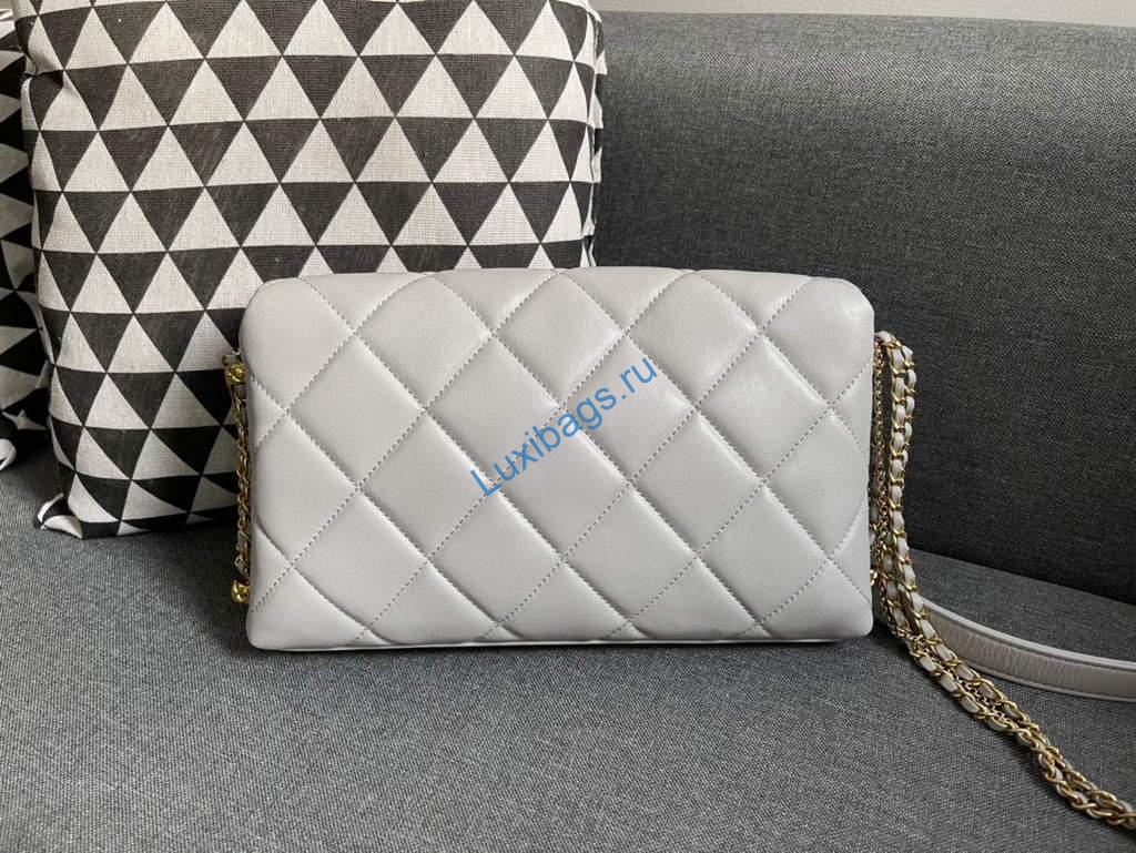 Chanel AS2563 Flap Bag Lambskin Gold Metal Gray | chanel as2563 flap bag lambskin 25