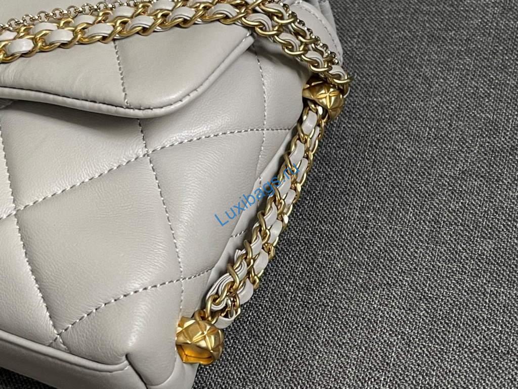 Chanel AS2563 Flap Bag Lambskin Gold Metal Gray | chanel as2563 flap bag lambskin 26