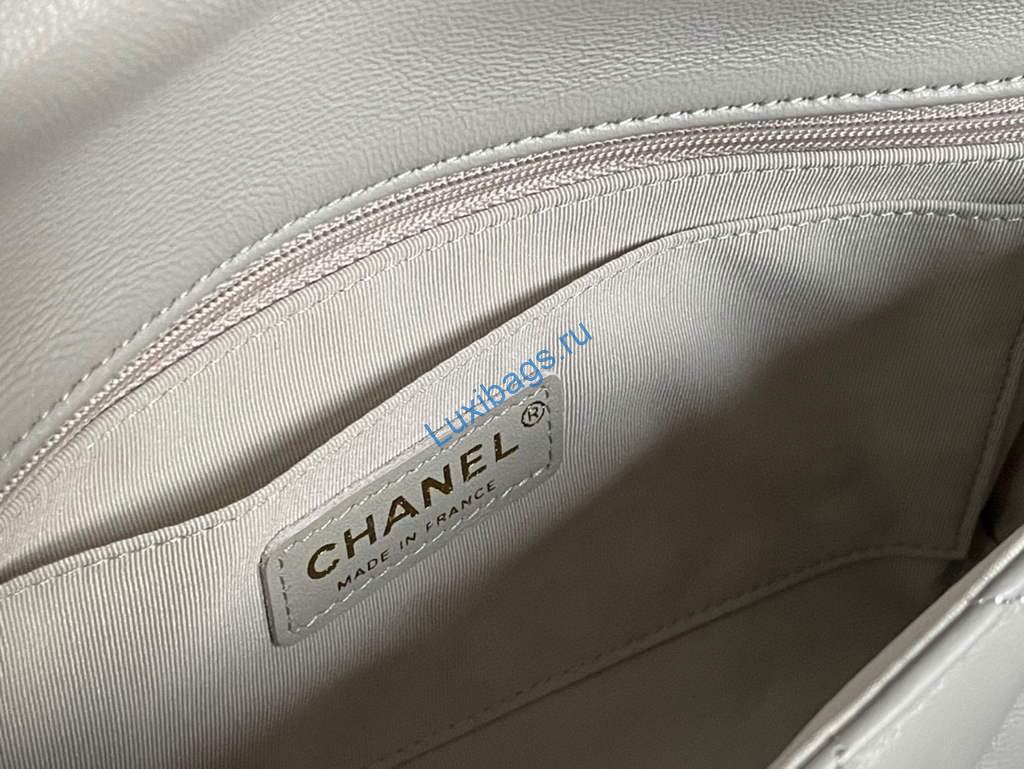 Chanel AS2563 Flap Bag Lambskin Gold Metal Gray | chanel as2563 flap bag lambskin 28