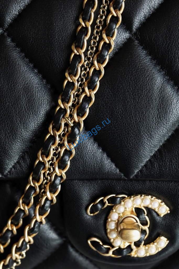 Chanel AS2563 Flap Bag Lambskin Gold Metal Black | chanel as2563 flap bag lambskin 32