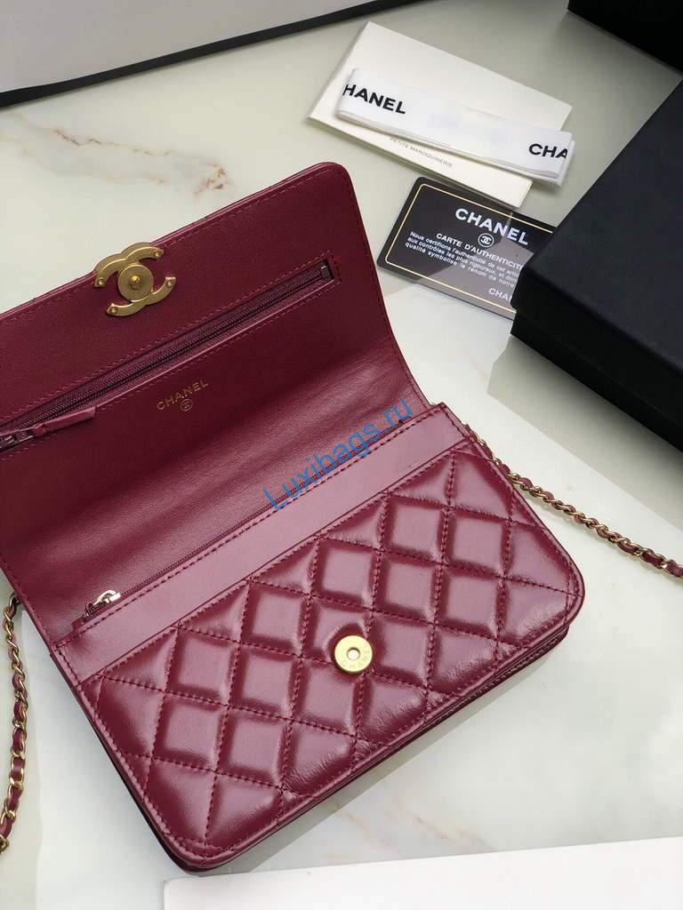 Chanel Shoulder Flap Mini Bag Lambskin AS2289 Wine Red | chanel shoulder flap mini bag as2289 52 voguebags.ru