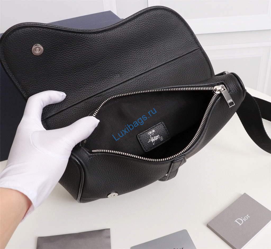 Dior 1ADPO093 Saddle Men Bag Grained Calfskin Black | dior 1adpo093 saddle men bag dior oblique jacquard 102 voguebags.ru