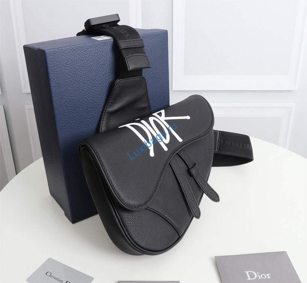 Dior 1ADPO093 Saddle Men Bag Grained Calfskin Black | dior 1adpo093 saddle men bag dior oblique jacquard 117 voguebags.ru