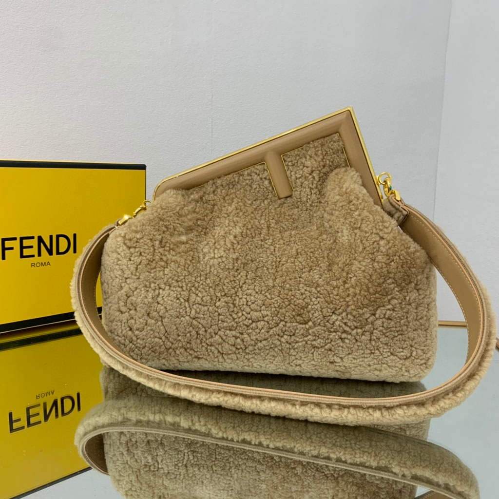 Fendi First Medium Sheepskin Bag 8BP127 Apricot