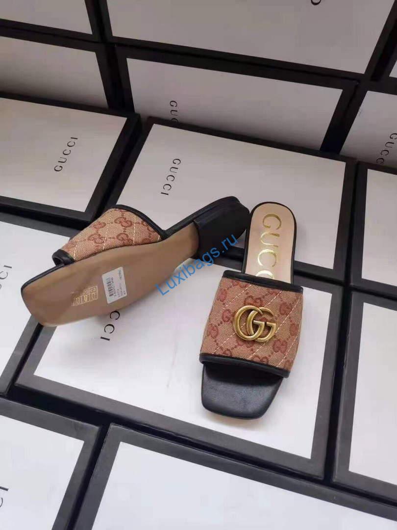 Gucci 619893 Women's GG Matelassé Canvas Slide Sandal Black | gucci 619893 womens gg matelasse canvas slide sandal 1 voguebags.ru