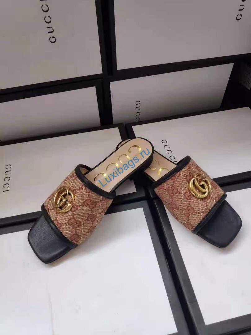 Gucci 619893 Women's GG Matelassé Canvas Slide Sandal Black | gucci 619893 womens gg matelasse canvas slide sandal 3 voguebags.ru
