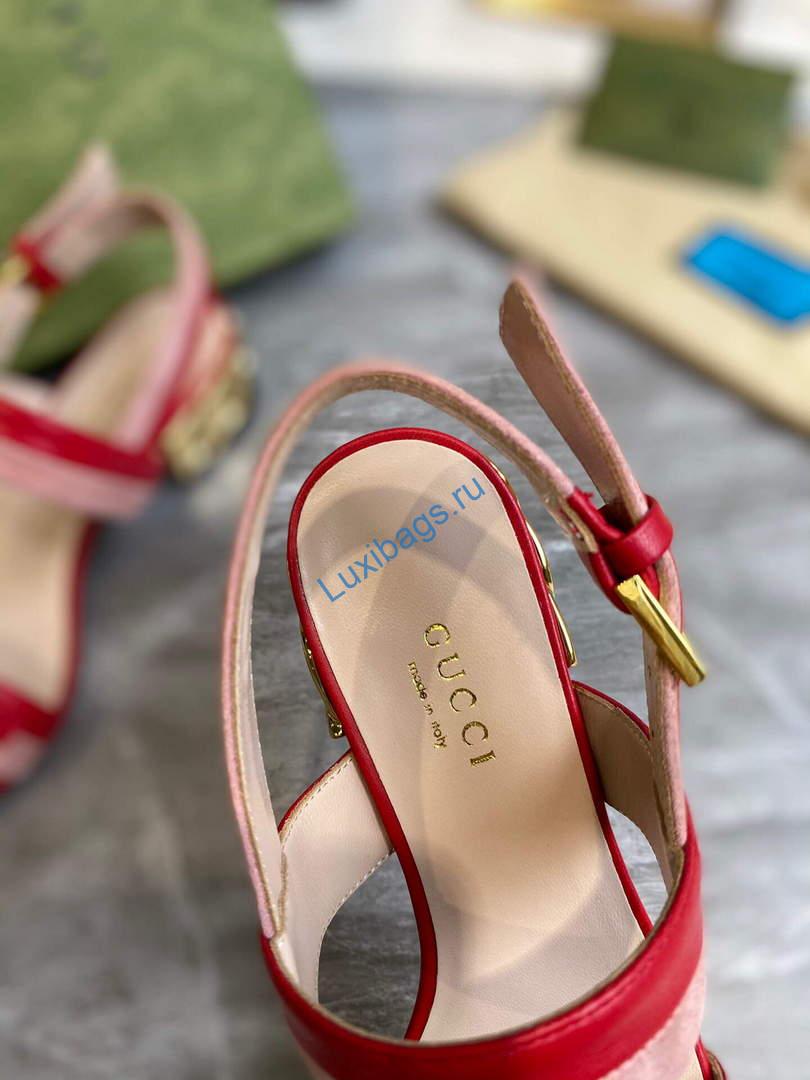 Gucci 655409 Women's Sandal With Chain-Shaped Heel Leather Red | gucci 655409 womens sandal with chain shaped heel leather 7 voguebags.ru