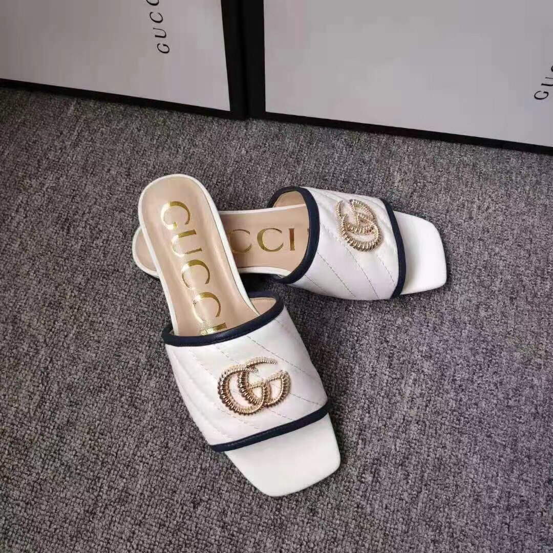 Gucci 663879 Online Exclusive Sandal With Double G Leather White | gucci 663879 online exclusive sandal with double g leather 3 voguebags.ru