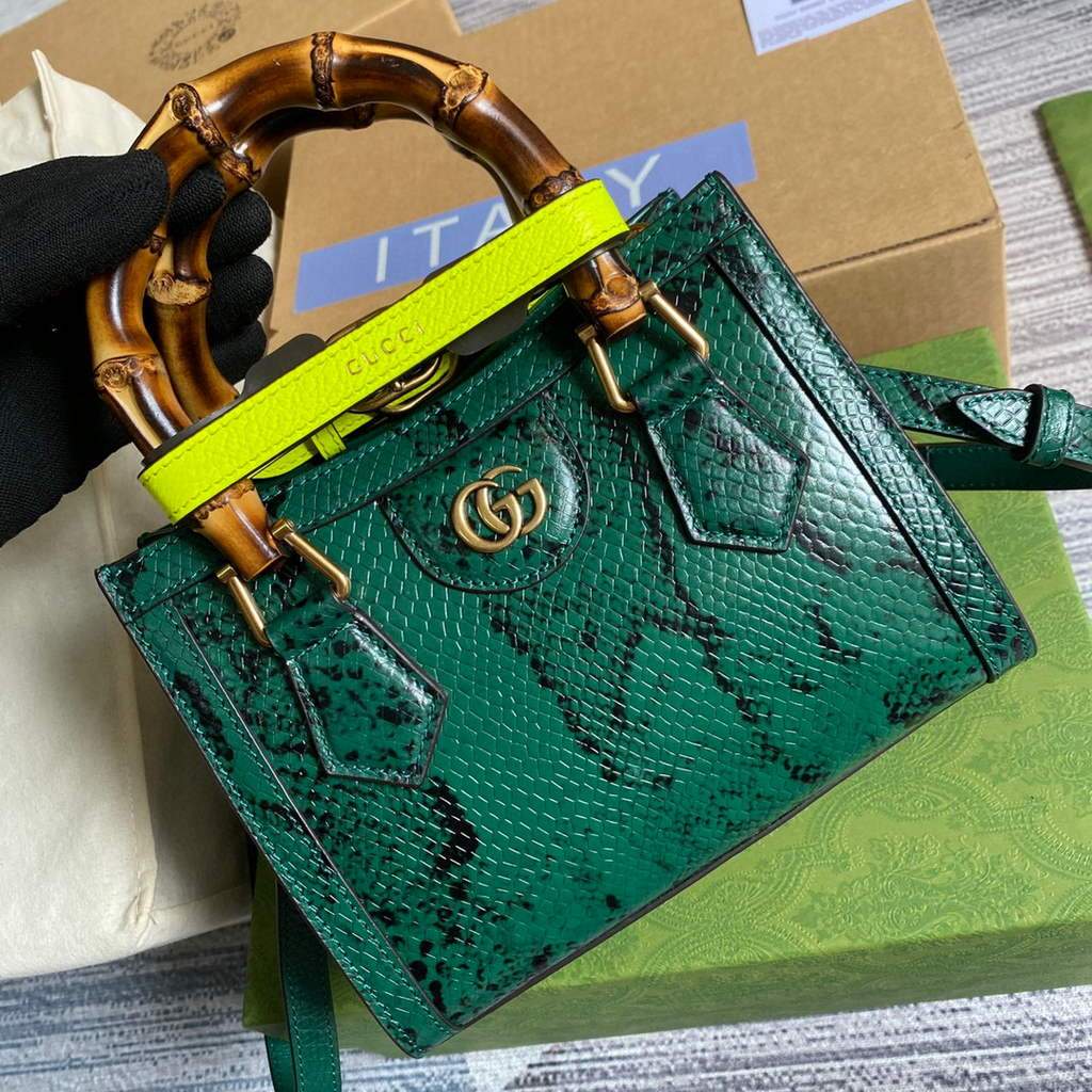 Gucci Diana Mini Tote Bag Snake Top Handle Bag Gucci ‎655661 Green | gucci diana mini tote bag snake top handle bag gucci 655661 114 voguebags.ru