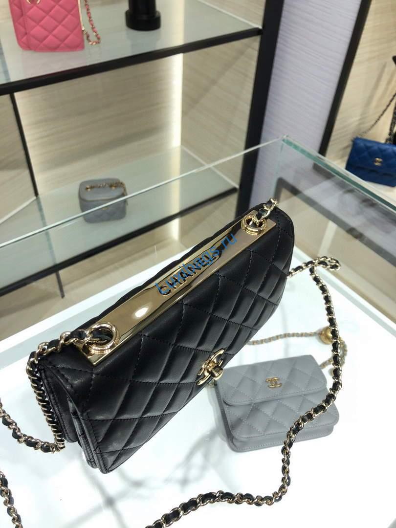 Chanel A84456 Chevron Trendy CC Wallet On Chain WOC Bag Lambskin Black | voguebags.ru 649