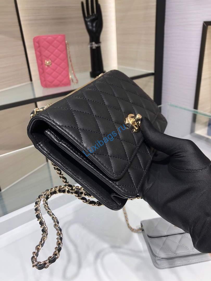 Chanel A84456 Chevron Trendy CC Wallet On Chain WOC Bag Lambskin Black | voguebags.ru 650