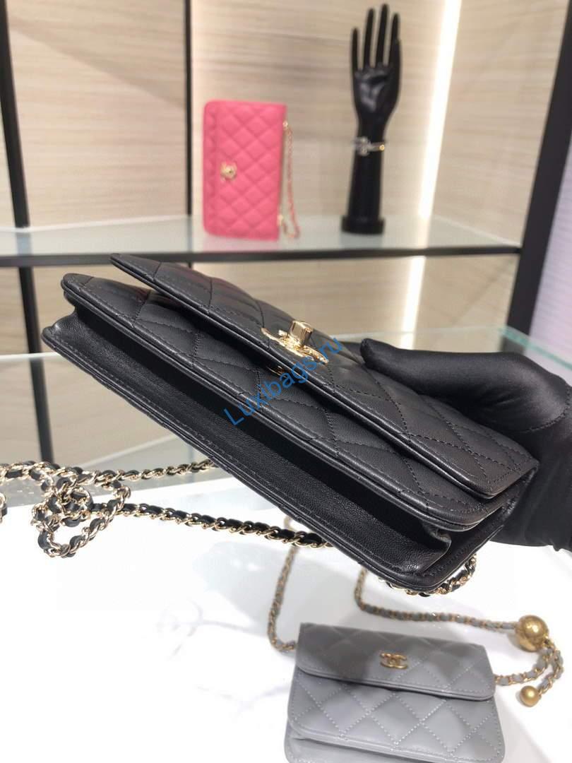 Chanel A84456 Chevron Trendy CC Wallet On Chain WOC Bag Lambskin Black | voguebags.ru 651