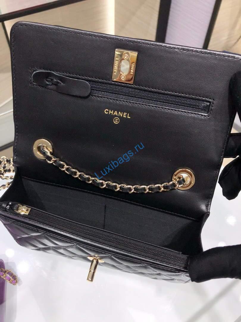 Chanel A84456 Chevron Trendy CC Wallet On Chain WOC Bag Lambskin Black | voguebags.ru 653