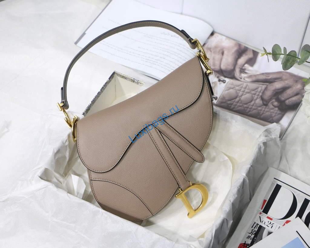 Dior M0446 Dior Saddle Bag Grey Grained Calfskin