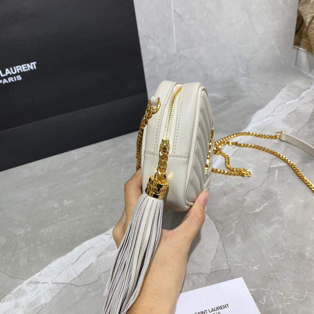 YSL 612579 Yves Saint Laurent 585040 Lou Mini Bags White with gold | ysl 612579 yves saint laurent 585040 lou mini bags 22