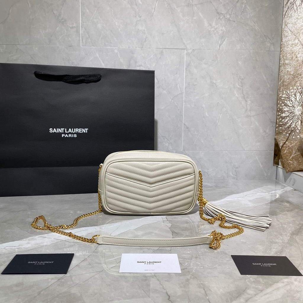 YSL 612579 Yves Saint Laurent 585040 Lou Mini Bags White with gold | ysl 612579 yves saint laurent 585040 lou mini bags 23