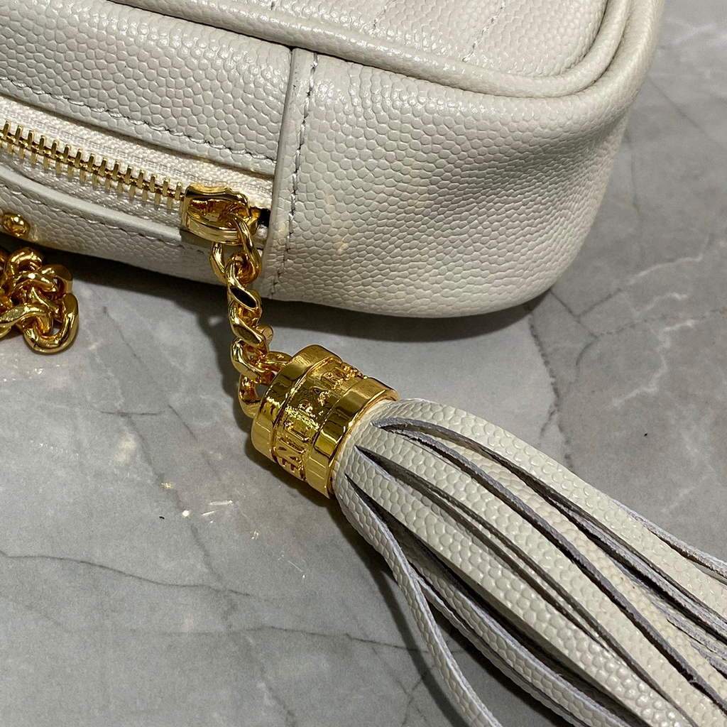 YSL 612579 Yves Saint Laurent 585040 Lou Mini Bags White with gold | ysl 612579 yves saint laurent 585040 lou mini bags 26