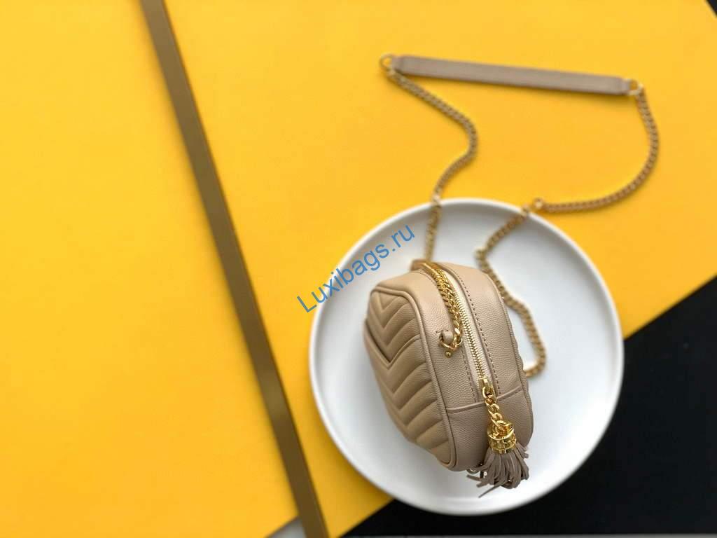 YSL 612579 Yves Saint Laurent 585040 Lou Mini Bags Apricot with gold | ysl 612579 yves saint laurent 585040 lou mini bags 56