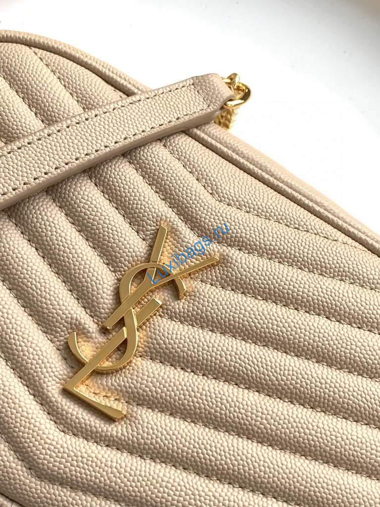 YSL 612579 Yves Saint Laurent 585040 Lou Mini Bags Apricot with gold | ysl 612579 yves saint laurent 585040 lou mini bags 58