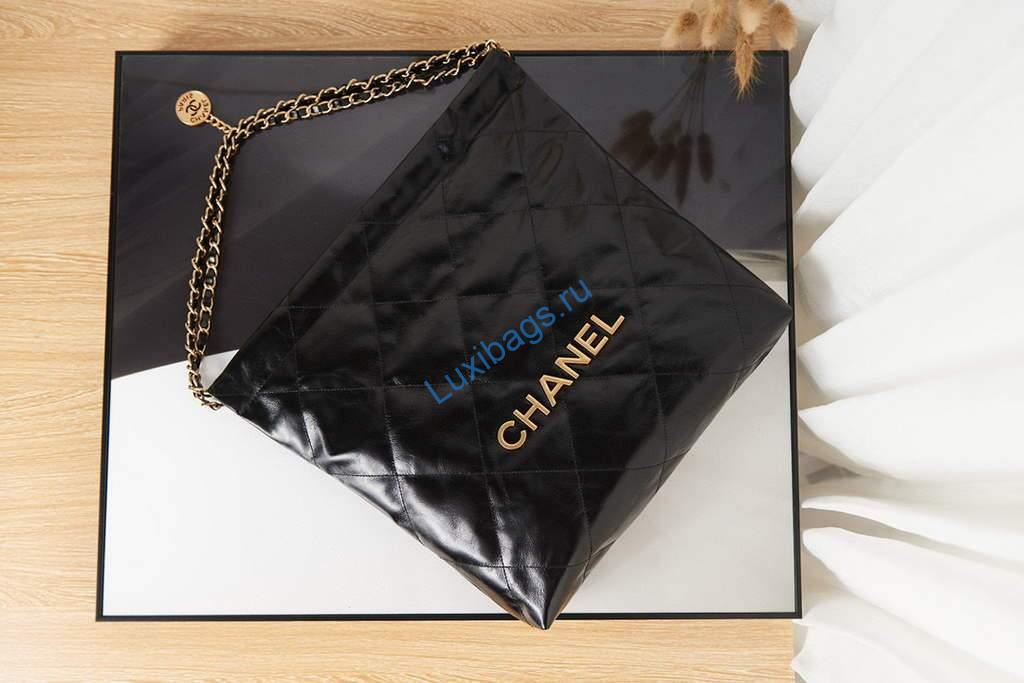 Chanel Shopping Bag Tote AS3261 Black with Glod