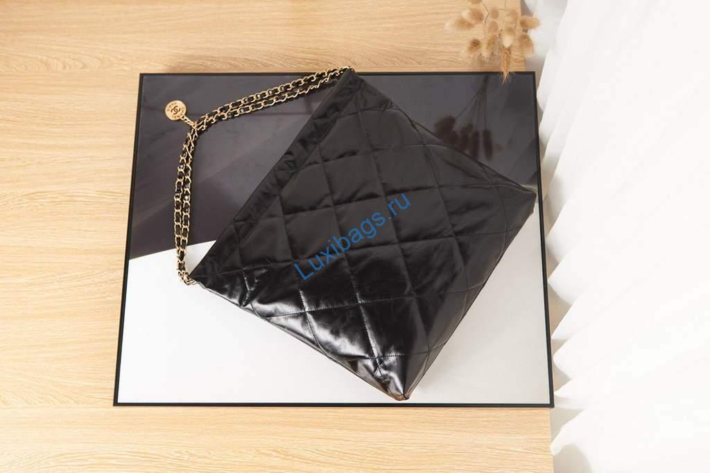 Chanel Shopping Bag Tote AS3261 Black with White | chanel shopping bag tote as3261 44