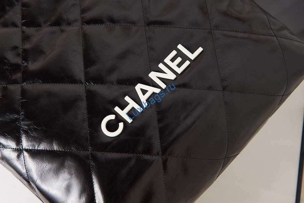 Chanel Shopping Bag Tote AS3261 Black with White | chanel shopping bag tote as3261 46