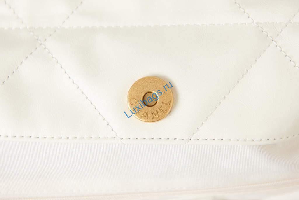 Chanel Shopping Bag Tote AS3261 White with Gold | chanel shopping bag tote as3261 66