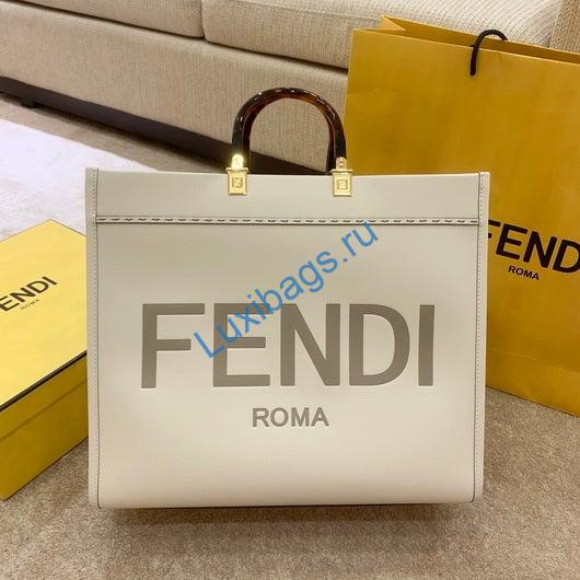 Fendi 8BH386 Sunshine Medium Fendi Tote Leather Bag 8266S Beige
