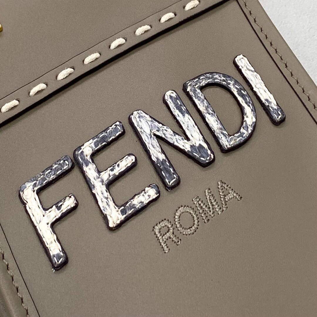 Fendi 8BS051 MINI SUNSHINE SHOPPER Gray leather and elaphe mini-bag | fendi 8bs051 mini sunshine shopper gray leather and elaphe mini bag 5