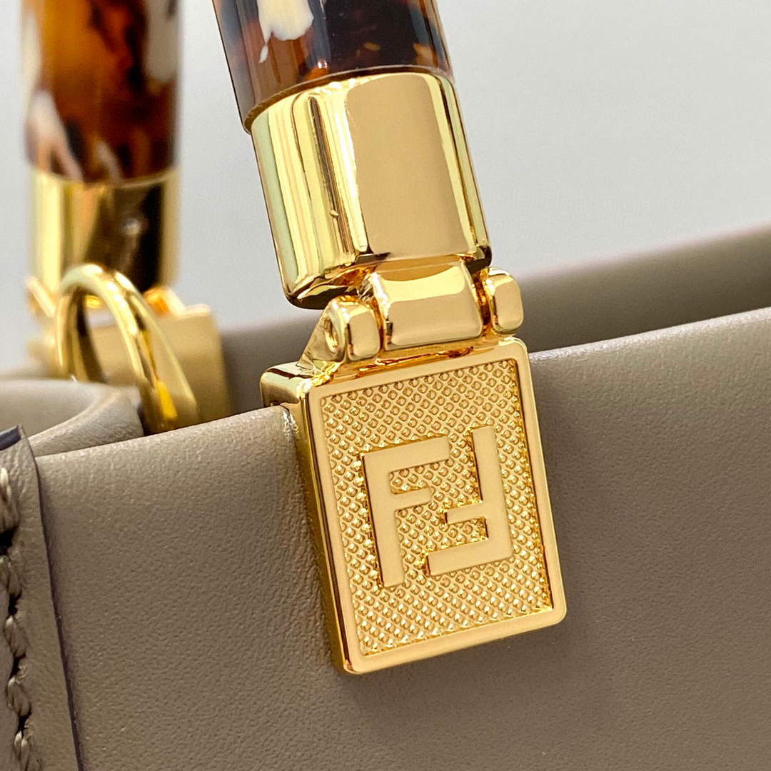 Fendi 8BS051 MINI SUNSHINE SHOPPER Gray leather and elaphe mini-bag | fendi 8bs051 mini sunshine shopper gray leather and elaphe mini bag 8