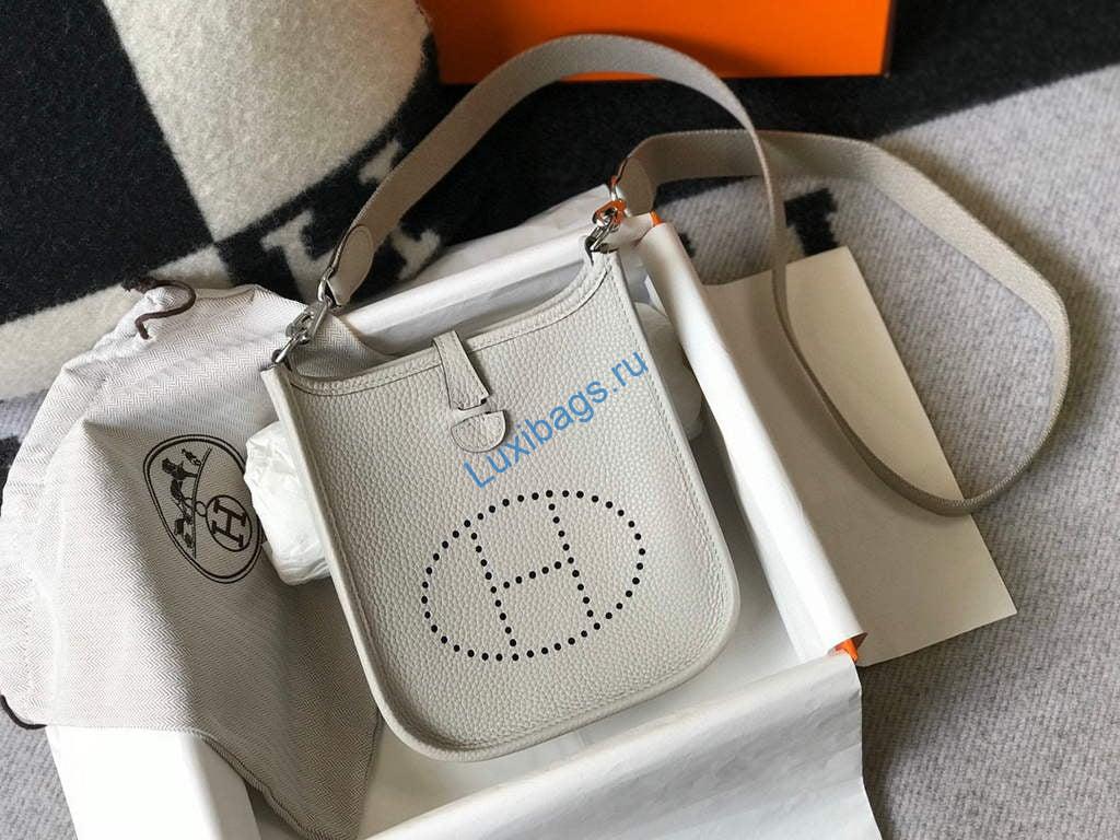 Hermes Evelyne Bag Designer Hermes Mini Crossbody Real Bag 20435 White