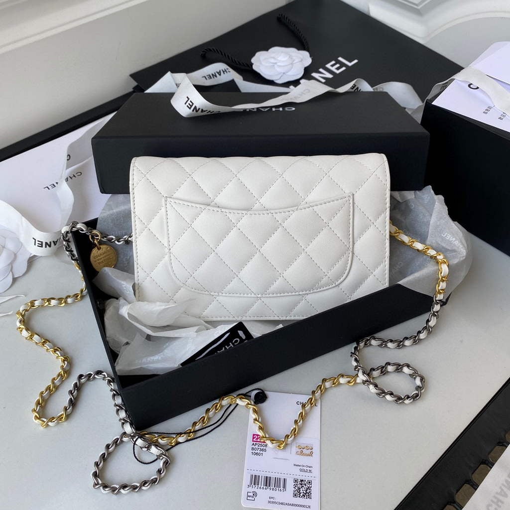 Chanel AP2508 Wallet On Chain Lambskin Shoulder Bag White | chanel ap2508 wallet on chain lambskin shoulder bag white 11
