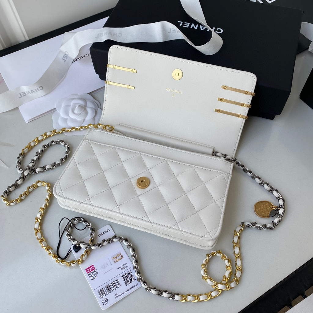 Chanel AP2508 Wallet On Chain Lambskin Shoulder Bag White | chanel ap2508 wallet on chain lambskin shoulder bag white 16