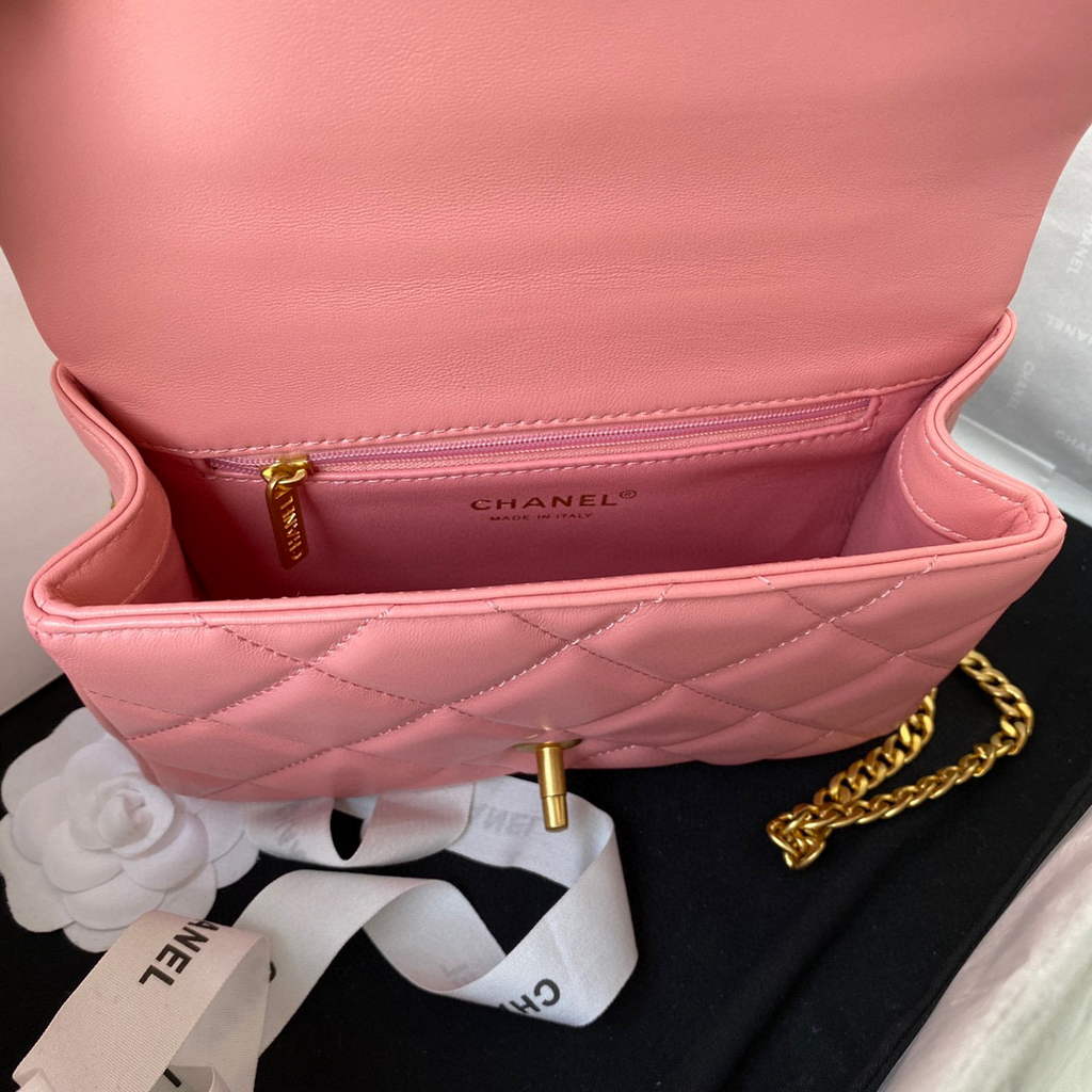 Chanel Flap Small Bag Lampskin Diamond AS1792 Pink | chanel flap bag lampskin diamond as1792 17