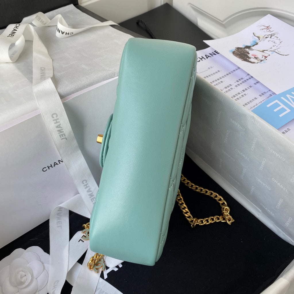 Chanel Flap Small Bag Lampskin Diamond AS1792 Blue | chanel flap bag lampskin diamond as1792 26