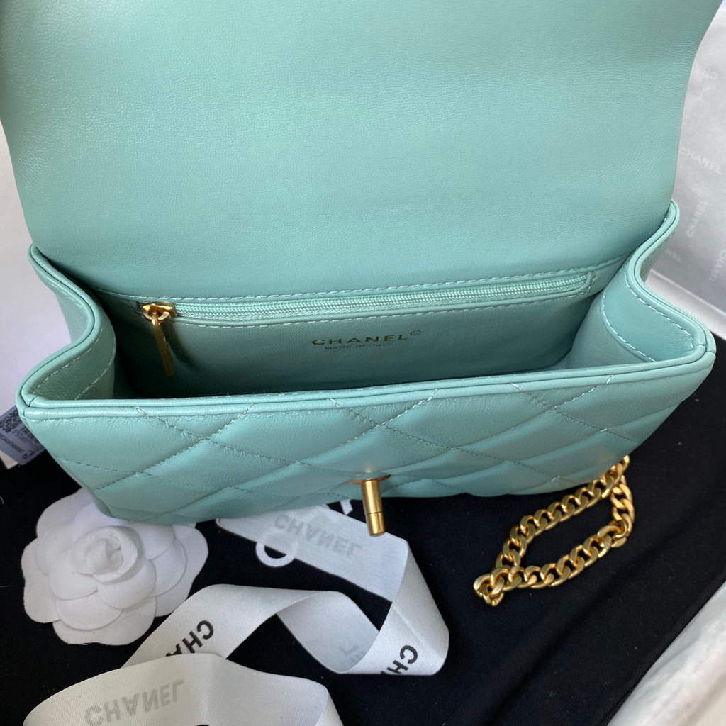 Chanel Flap Small Bag Lampskin Diamond AS1792 Blue | chanel flap bag lampskin diamond as1792 27