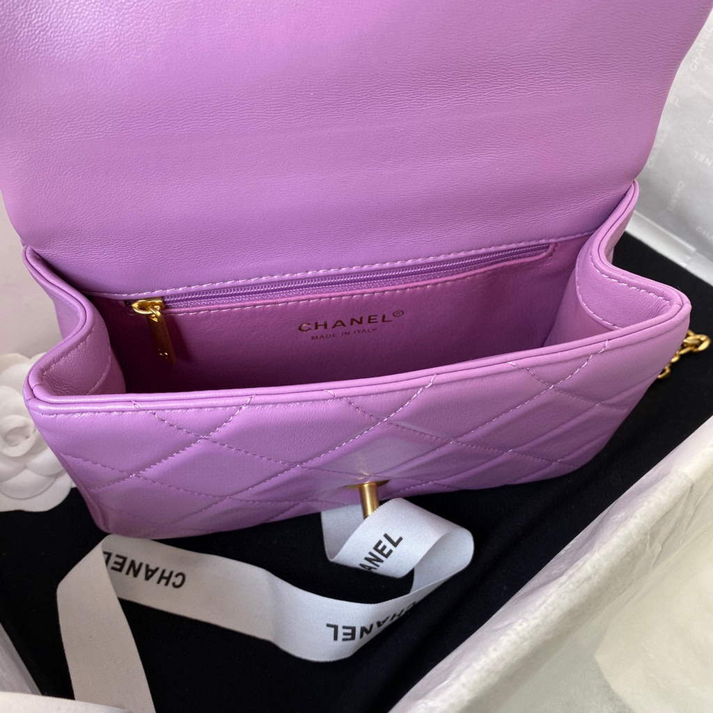 Chanel Flap Small Bag Lampskin Diamond AS1792 Purple | chanel flap bag lampskin diamond as1792 44