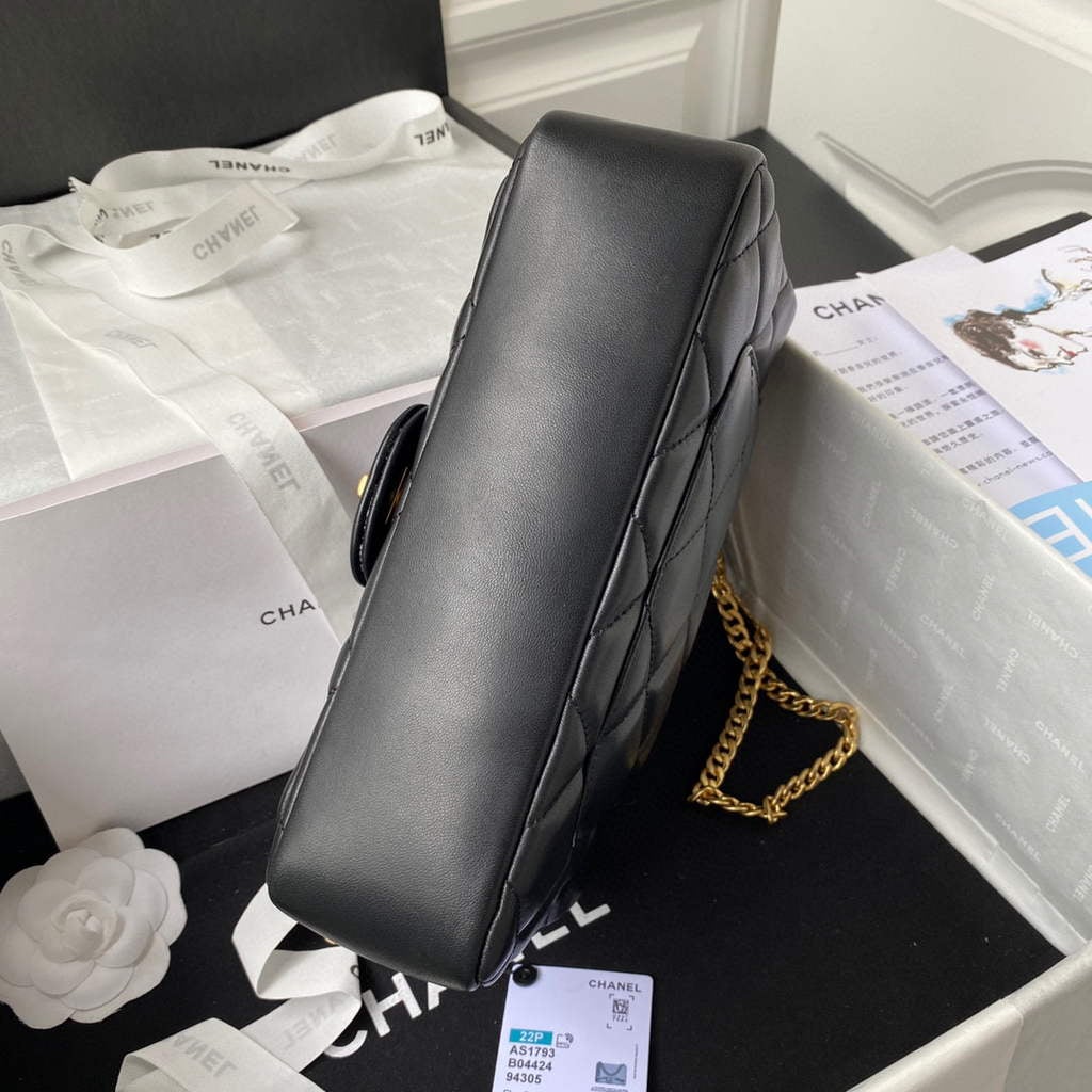 Chanel Flap Bag Lampskin Diamond AS1793 Black | chanel flap bag lampskin diamond as1793 black 6