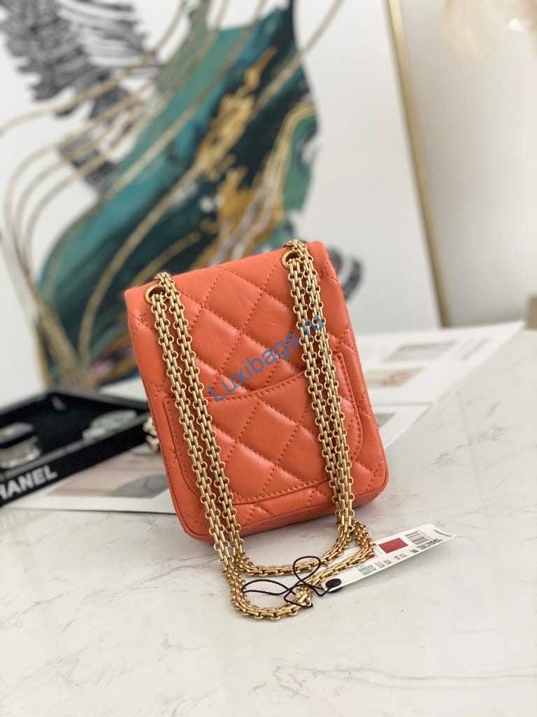 Chanel Flap Phone Shoulder bag Lampskin Red AS1326 Orange | chanel flap phone shoulder bag lampskin red as1326 red 11