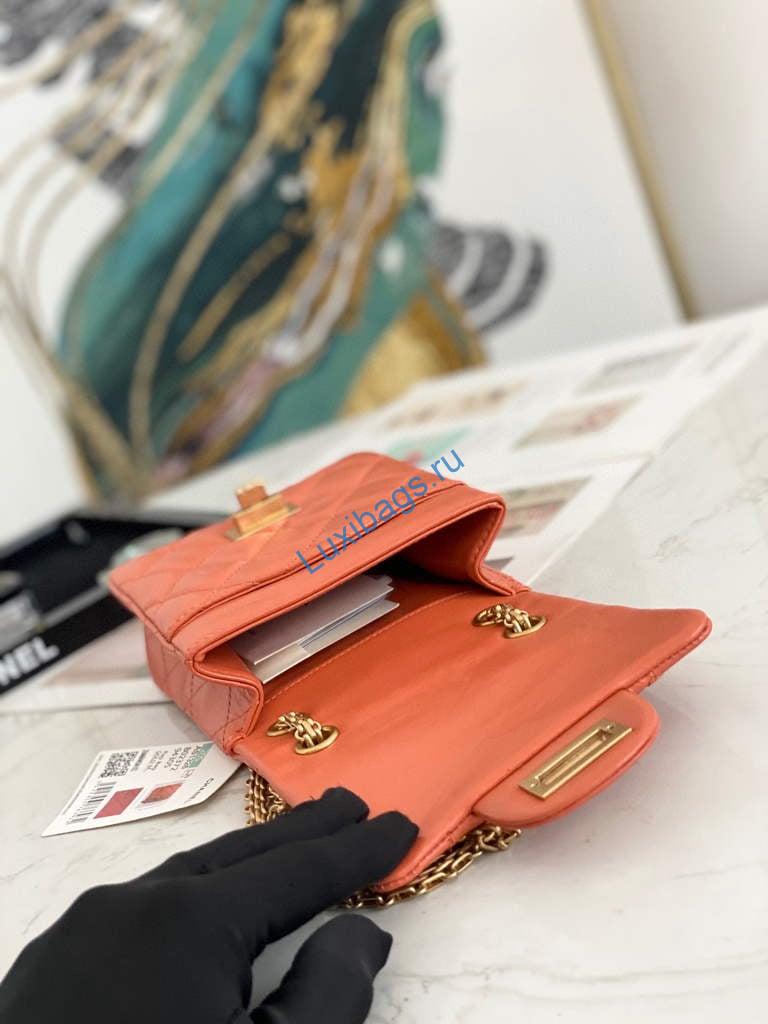 Chanel Flap Phone Shoulder bag Lampskin Red AS1326 Orange | chanel flap phone shoulder bag lampskin red as1326 red 18