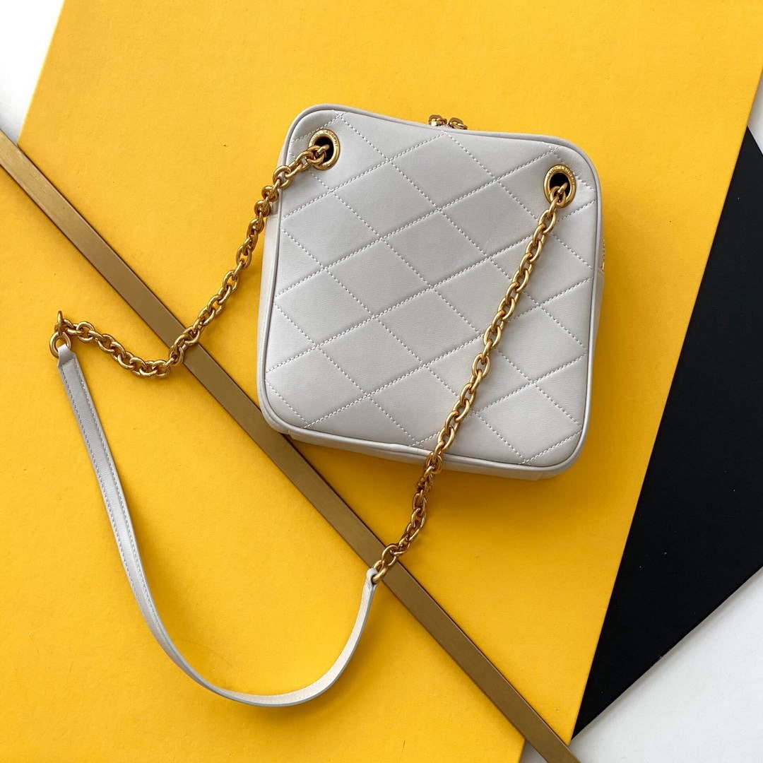 YSL 669308 Le Maillon Small Chain Bag In Quilted Lambskin White | ysl 669308 le maillon small chain bag in quilted lambskin 2